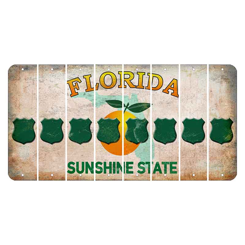 Florida Citrus Orange Cut License Plate Strips (Set of 8) Police Badge