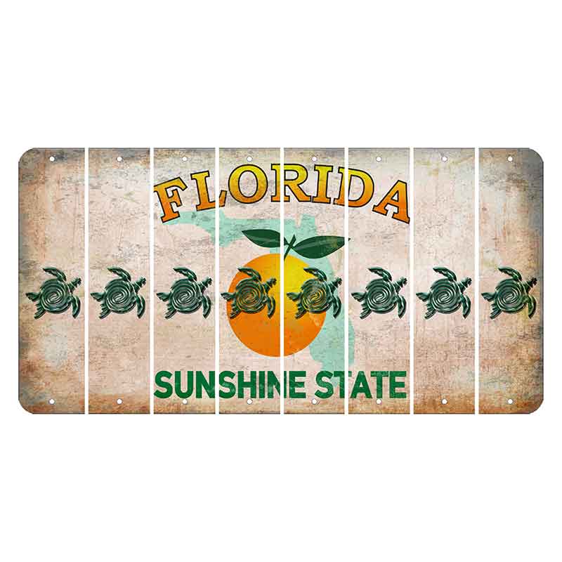Florida Citrus Orange Cut License Plate Strips (Set of 8) Sea Turtle