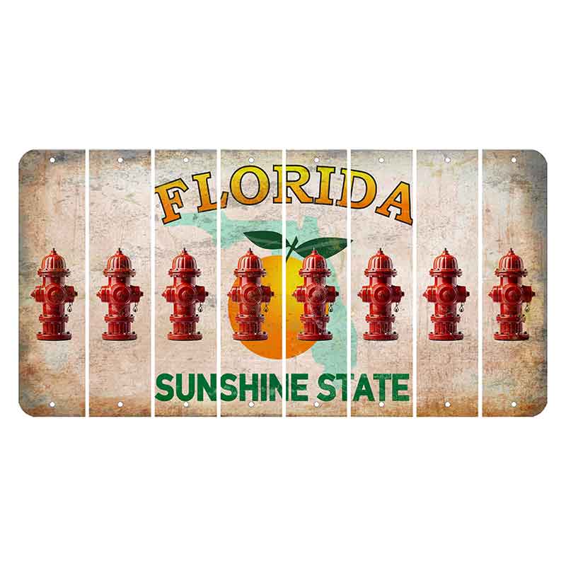 Florida Citrus Orange Cut License Plate Strips (Set of 8) Fire Hydrant