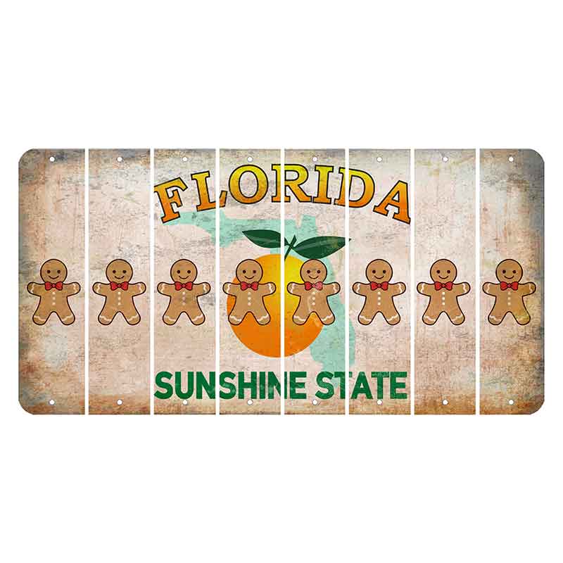 Florida Citrus Orange Cut License Plate Strips (Set of 8) Gingerbread Man