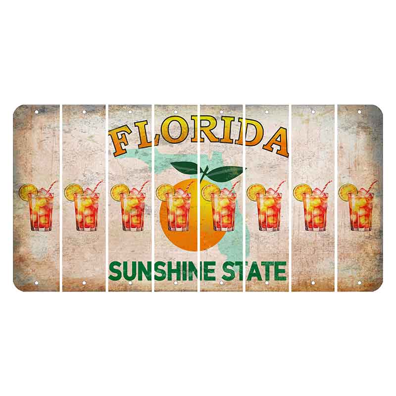 Florida Citrus Orange Cut License Plate Strips (Set of 8) Cocktail