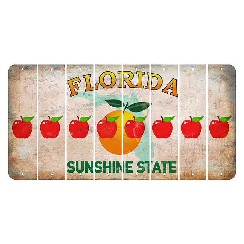 Florida Citrus Orange Cut License Plate Strips (Set of 8) Apple