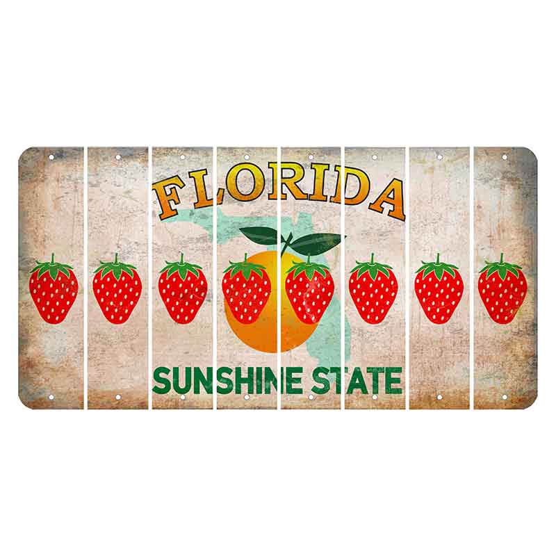 Florida Citrus Orange Cut License Plate Strips (Set of 8) Strawberry