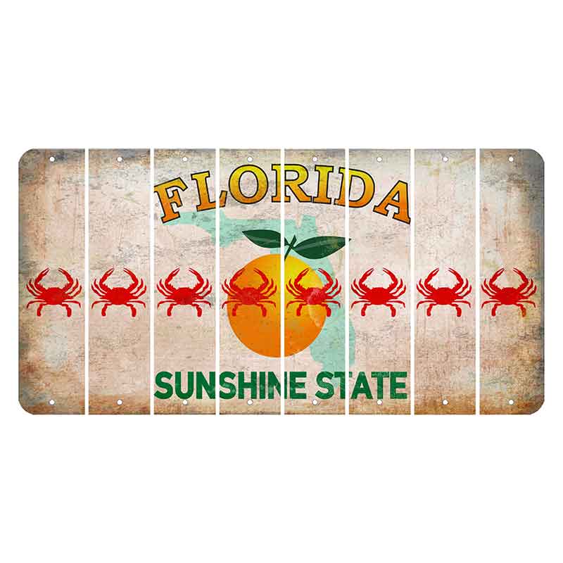 Florida Citrus Orange Cut License Plate Strips (Set of 8) Crab