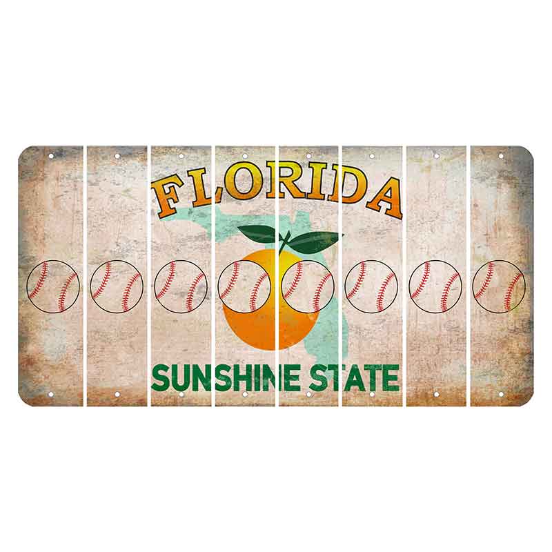 Florida Citrus Orange Cut License Plate Strips (Set of 8) Baseball