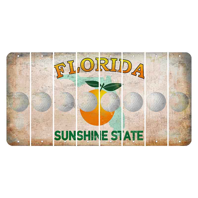 Florida Citrus Orange Cut License Plate Strips (Set of 8) Golfball
