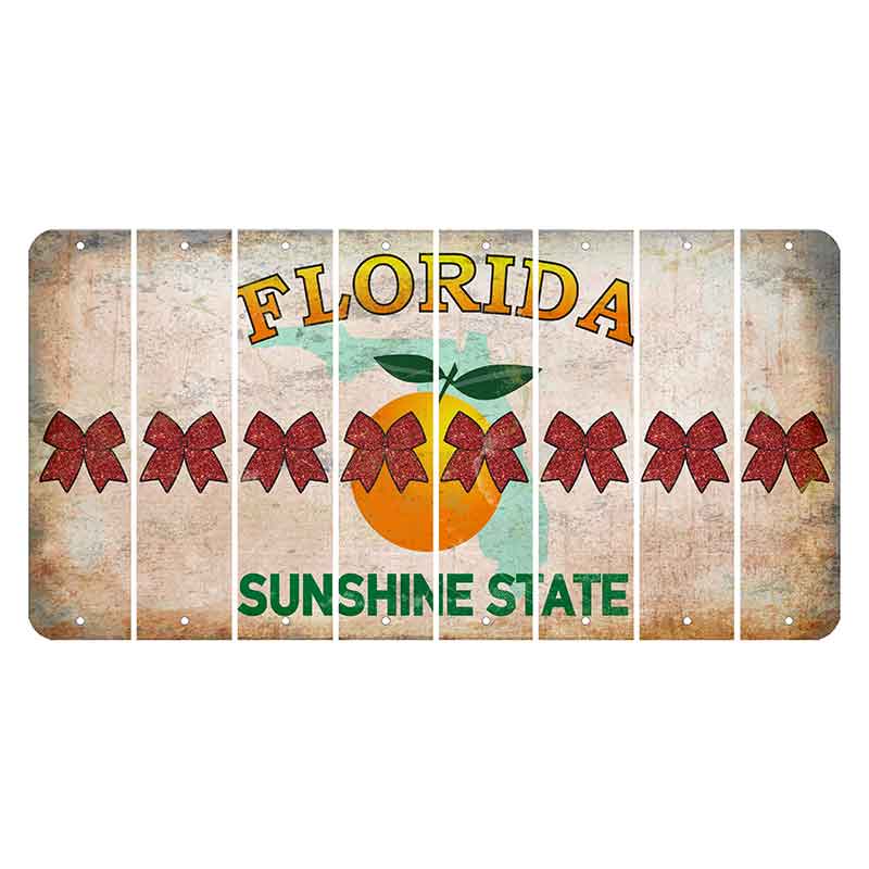Florida Citrus Orange Cut License Plate Strips (Set of 8) Cheer Bow