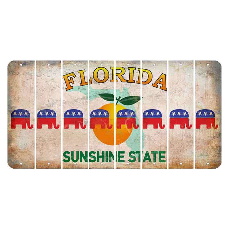 Florida Citrus Orange Cut License Plate Strips (Set of 8) Republican