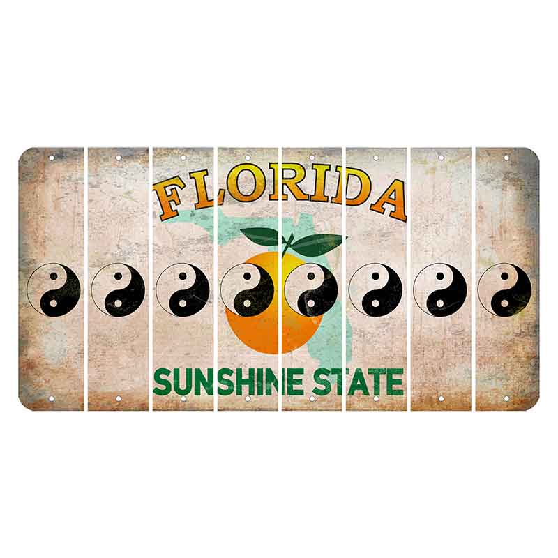 Florida Citrus Orange Cut License Plate Strips (Set of 8) Yin Yang