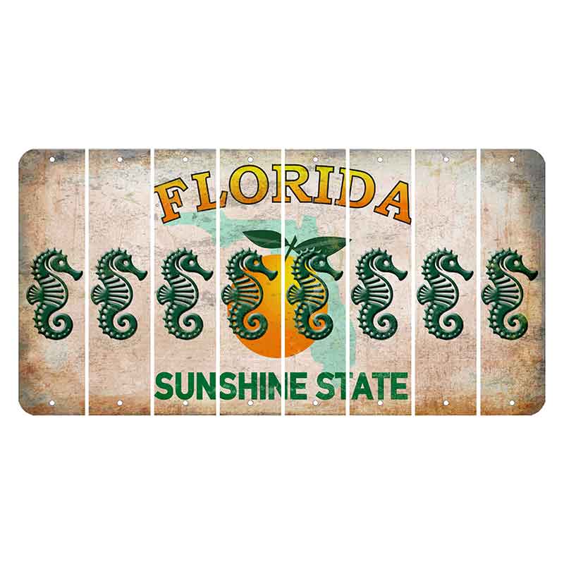 Florida Citrus Orange Cut License Plate Strips (Set of 8) Seahorse