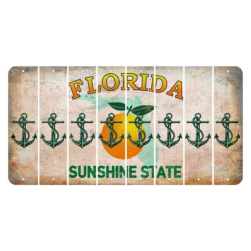 Florida Citrus Orange Cut License Plate Strips (Set of 8) Boat Anchor