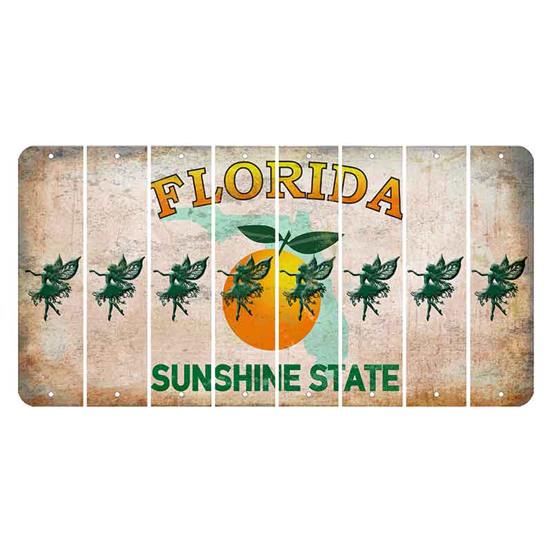 Florida Citrus Orange Cut License Plate Strips (Set of 8) Fairy