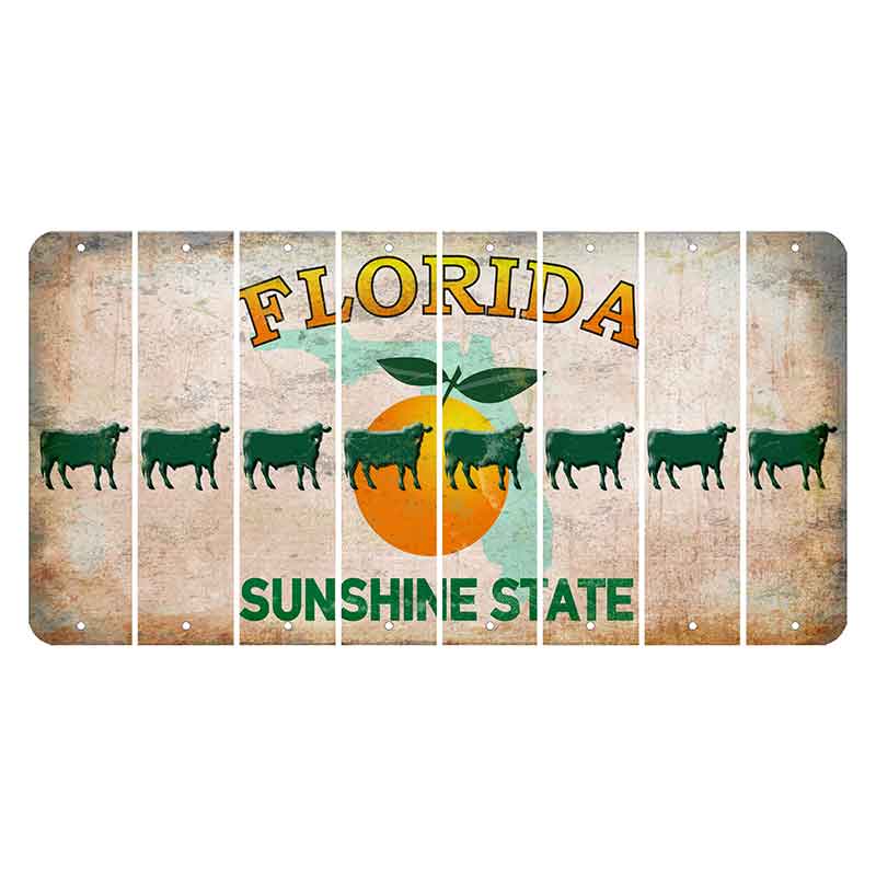 Florida Citrus Orange Cut License Plate Strips (Set of 8) Dairy Cow