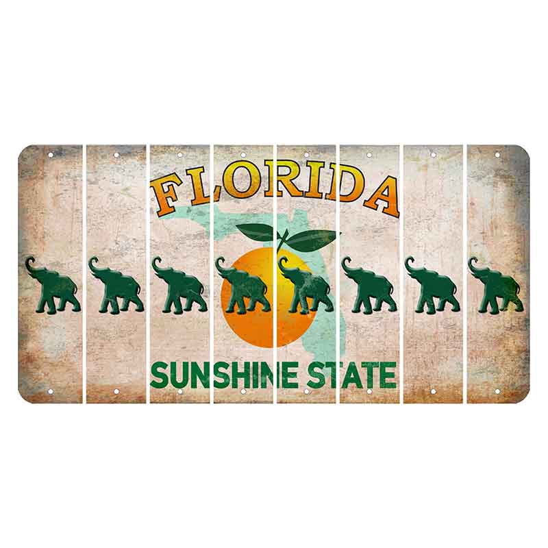 Florida Citrus Orange Cut License Plate Strips (Set of 8) Elephant