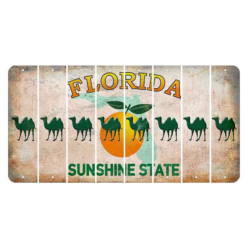 Florida Citrus Orange Cut License Plate Strips (Set of 8) Camel