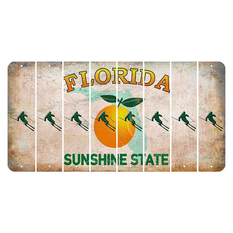 Florida Citrus Orange Cut License Plate Strips (Set of 8) Skier