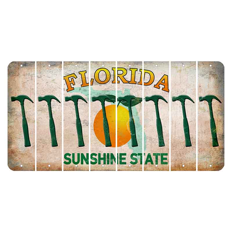 Florida Citrus Orange Cut License Plate Strips (Set of 8) Hammer