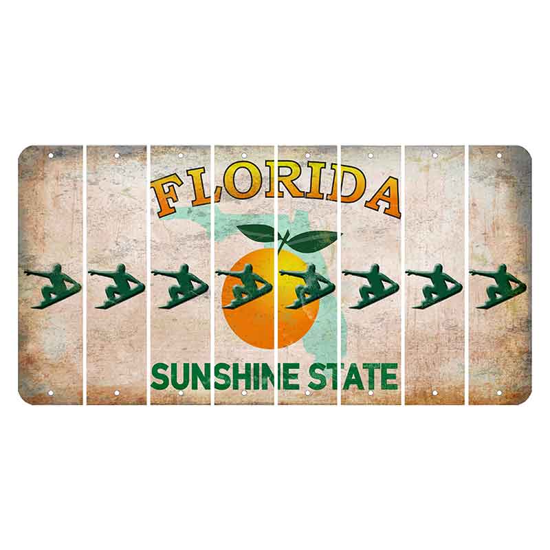 Florida Citrus Orange Cut License Plate Strips (Set of 8) Snowboarder