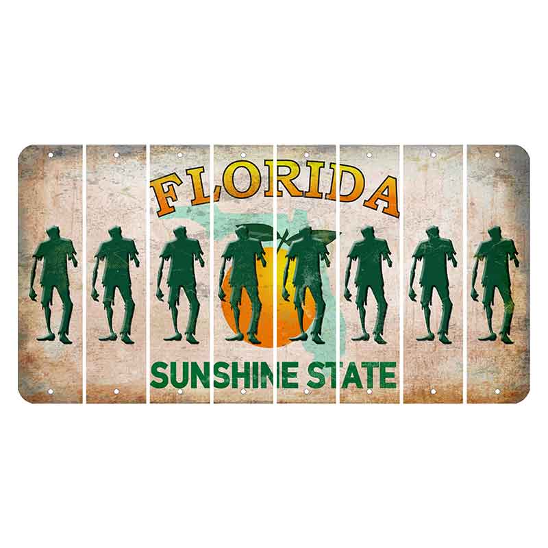 Florida Citrus Orange Cut License Plate Strips (Set of 8) Zombie