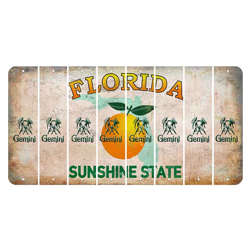 Florida Citrus Orange Cut License Plate Strips (Set of 8) Zodiac Sign - Gemini