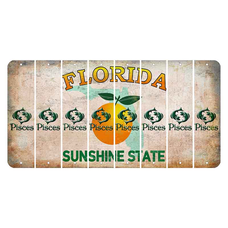 Florida Citrus Orange Cut License Plate Strips (Set of 8) Zodiac Sign - Pisces