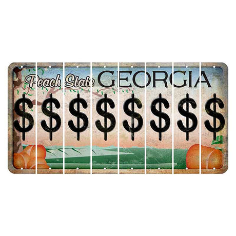 Georgia Peach State Cut License Plate Strips (Set of 8) Dollar Sign