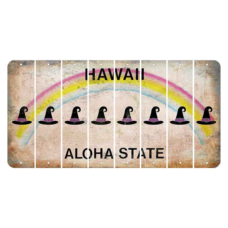 Hawaii Rainbow Cut License Plate Strips (Set of 8) Wine Glass