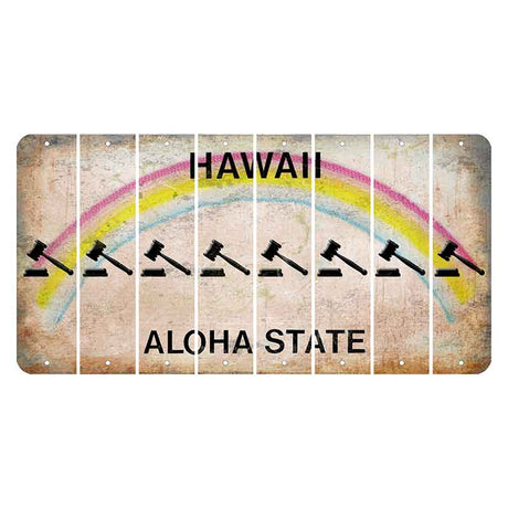 Hawaii Rainbow Cut License Plate Strips (Set of 8) Gavel