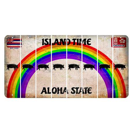 Hawaii Rainbow Island Time Cut License Plate Strips (Set of 8) Pig