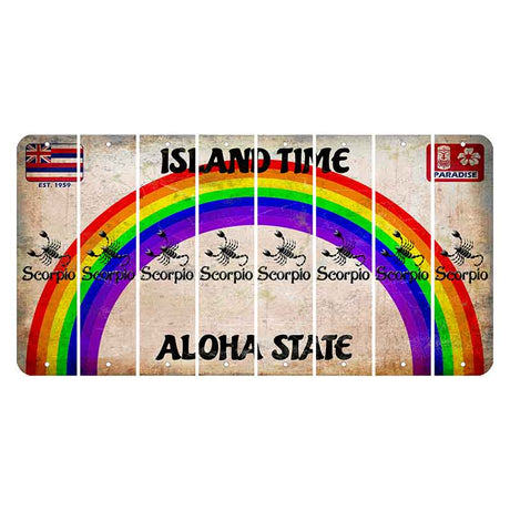Hawaii Rainbow Island Time Cut License Plate Strips (Set of 8) Zodiac Sign - Scorpio
