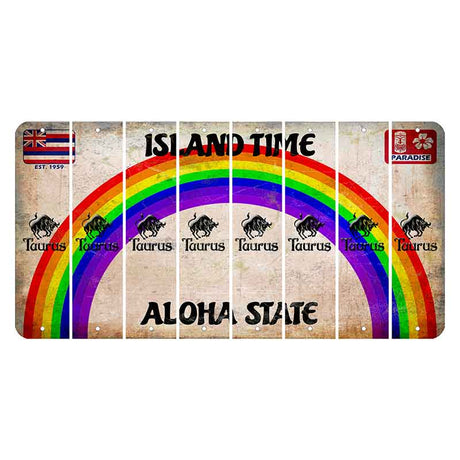 Hawaii Rainbow Island Time Cut License Plate Strips (Set of 8) Zodiac Sign - Taurus