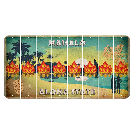 Hawaii Pineapple Cut License Plate Strips (Set of 8) Campfire