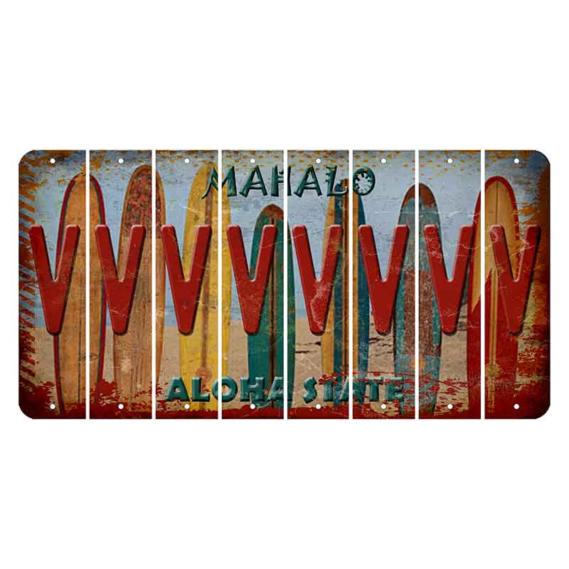 Hawaii Surfboards Cut License Plate Strips (Set of 8) V