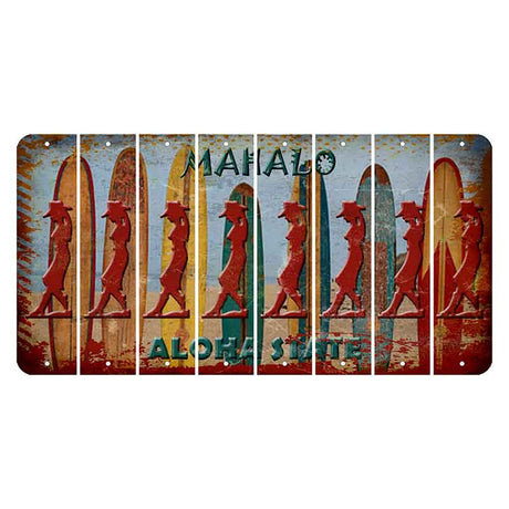 Hawaii Surfboards Cut License Plate Strips (Set of 8) Cowgirl - Leaning