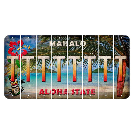 Hawaii Beach Scene Cut License Plate Strips (Set of 8) T