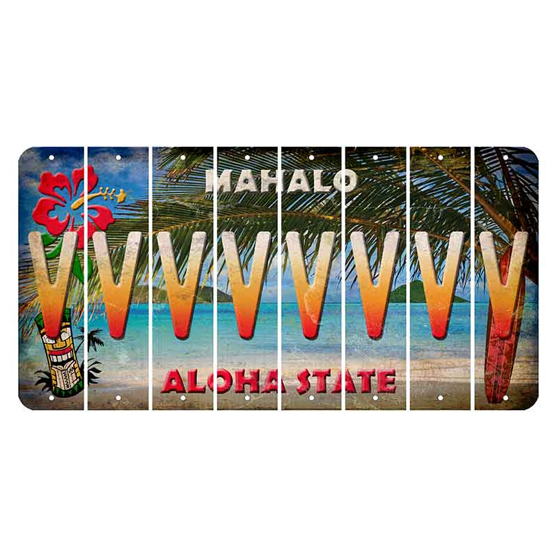 Hawaii Beach Scene Cut License Plate Strips (Set of 8) V