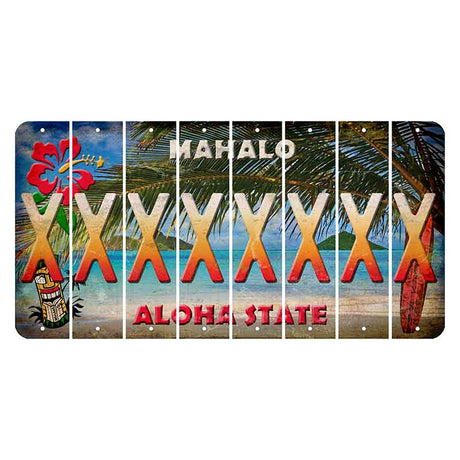 Hawaii Beach Scene Cut License Plate Strips (Set of 8) X