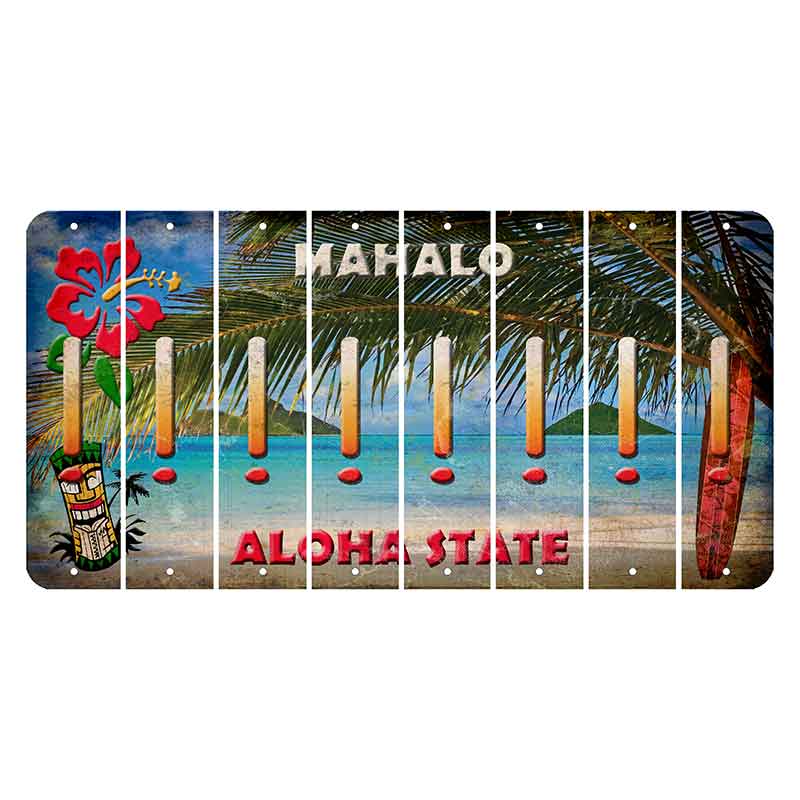 Hawaii Beach Scene Cut License Plate Strips (Set of 8) Exclamation Point