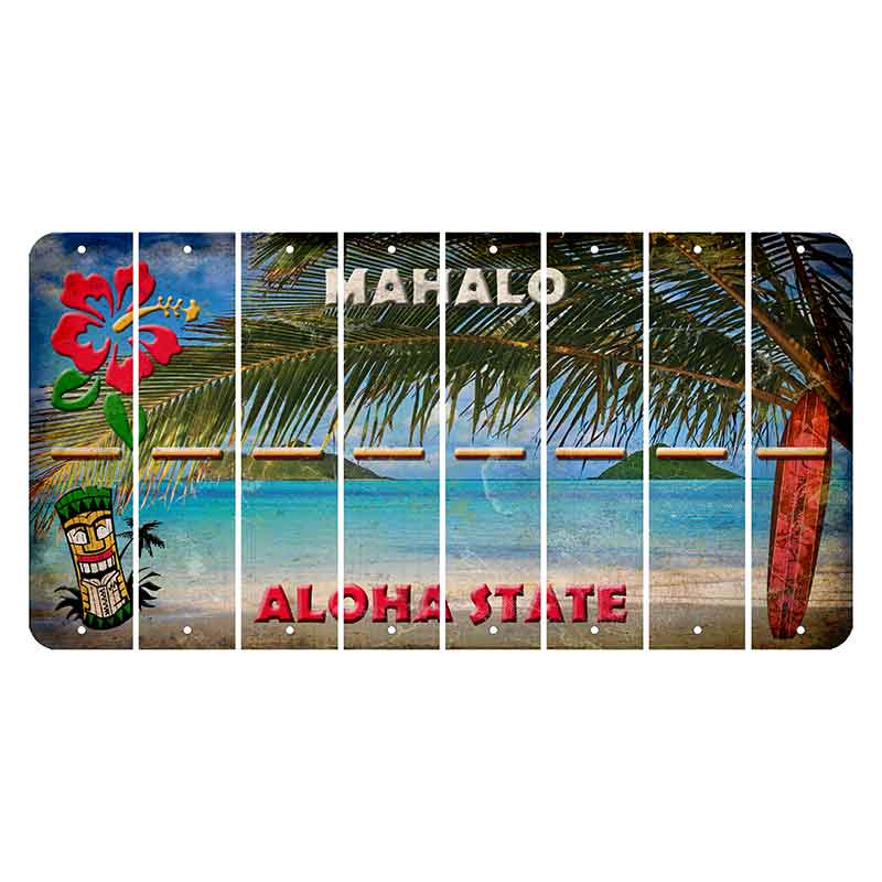 Hawaii Beach Scene Cut License Plate Strips (Set of 8) Hyphen