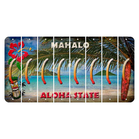 Hawaii Beach Scene Cut License Plate Strips (Set of 8) Parenthesis - Left
