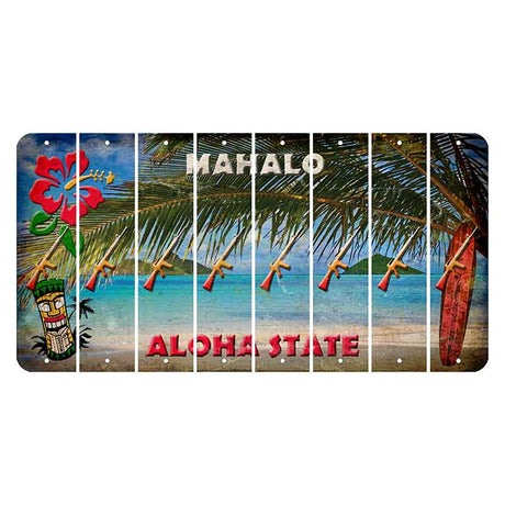 Hawaii Beach Scene Cut License Plate Strips (Set of 8) Rifle