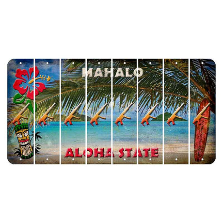 Hawaii Beach Scene Cut License Plate Strips (Set of 8) Submachine Gun