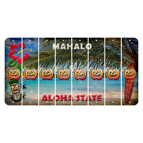 Hawaii Beach Scene Cut License Plate Strips (Set of 8) Pumpkin