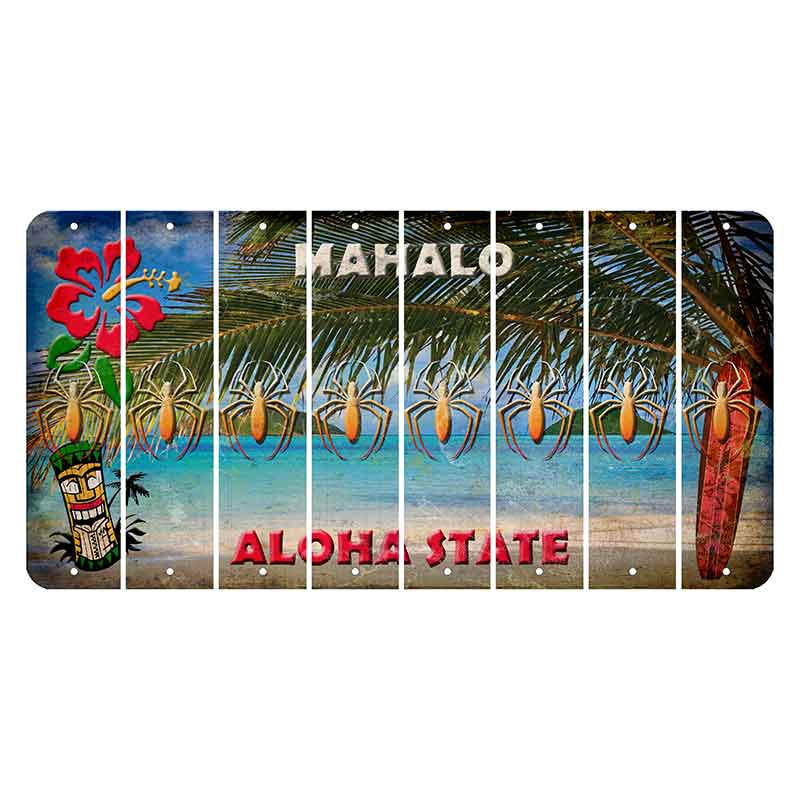 Hawaii Beach Scene Cut License Plate Strips (Set of 8) Spider