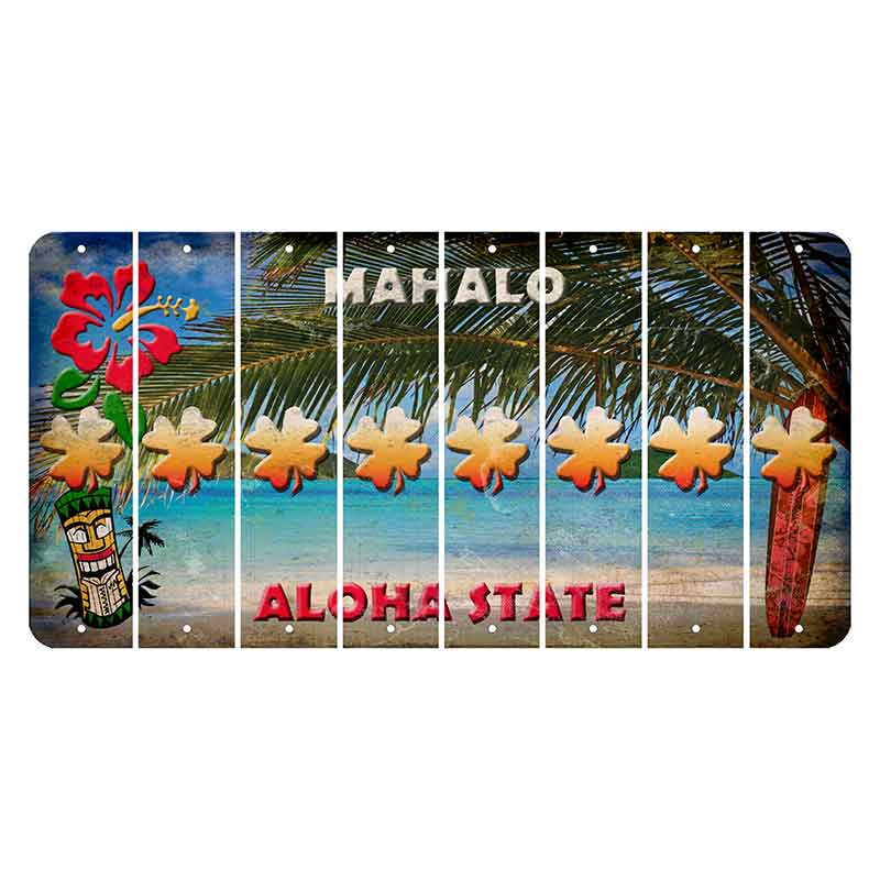 Hawaii Beach Scene Cut License Plate Strips (Set of 8) Shamrock