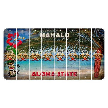 Hawaii Beach Scene Cut License Plate Strips (Set of 8) Radioactive