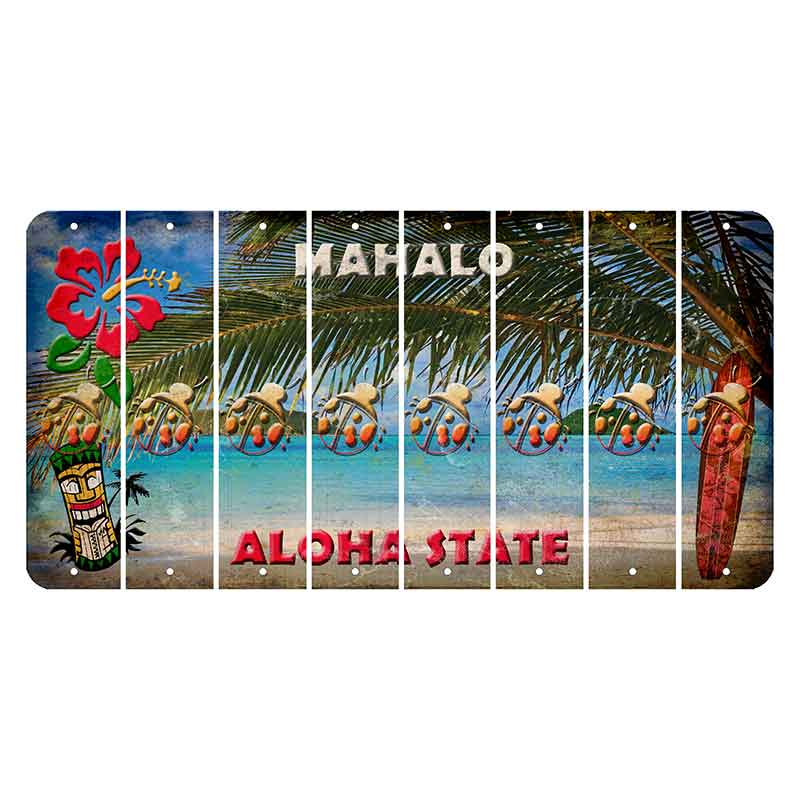 Hawaii Beach Scene Cut License Plate Strips (Set of 8) Ladybug
