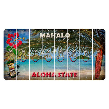 Hawaii Beach Scene Cut License Plate Strips (Set of 8) Middle Finger