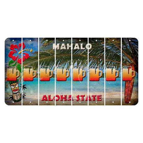Hawaii Beach Scene Cut License Plate Strips (Set of 8) Beer Mug