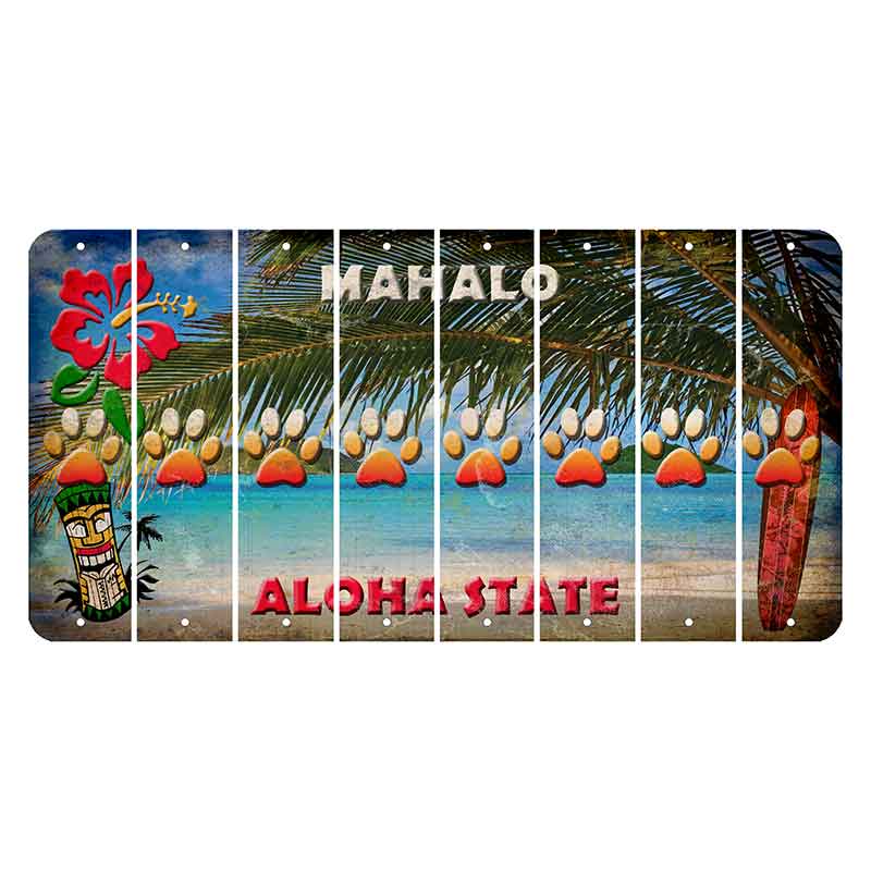 Hawaii Beach Scene Cut License Plate Strips (Set of 8) Dog Paw